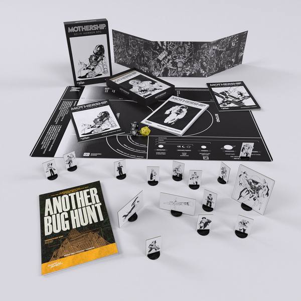 Mothership core set books, screen, map, dice and standees