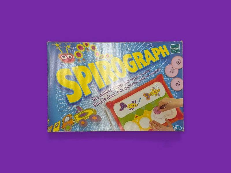 Spirograph photographed on Bruno's purple Applied Games background