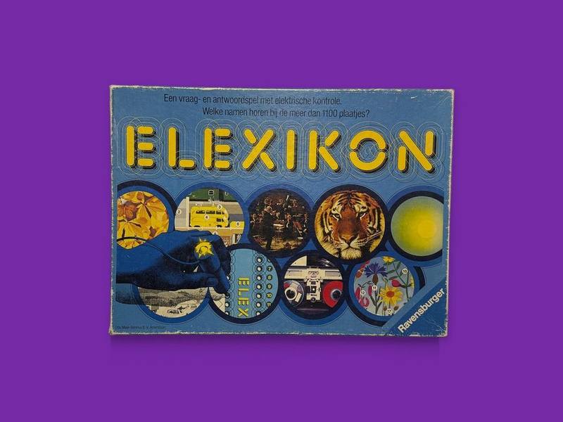 Elexikon photographed on Bruno's purple Applied Games background