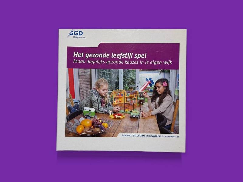 Het gezonde leefstijl spel photographed on Bruno's purple Applied Games background