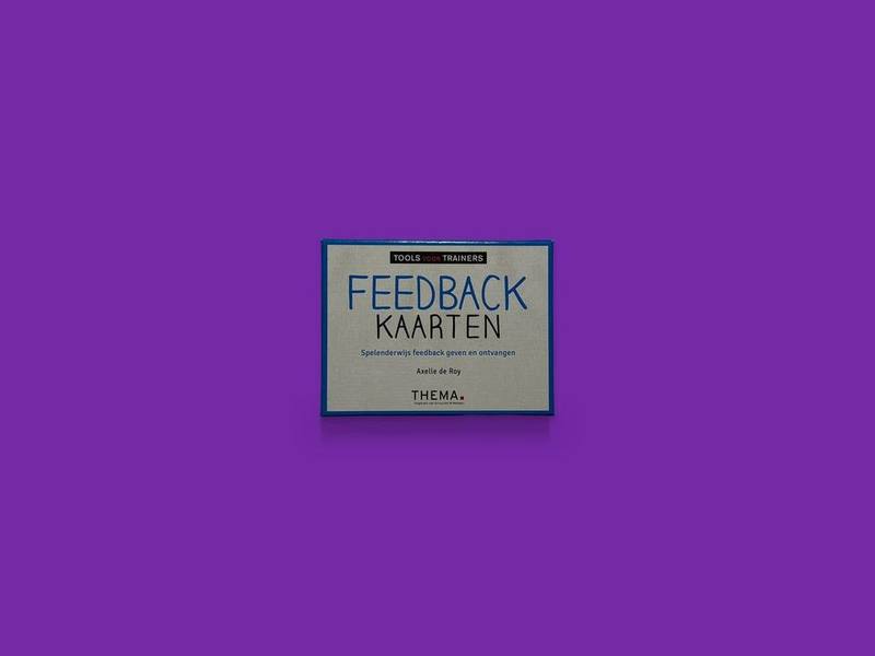 Feedback kaarten photographed on Bruno's purple Applied Games background