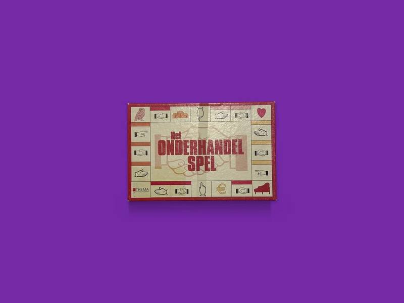 Het Onderhandel Spel photographed on Bruno's purple Applied Games background