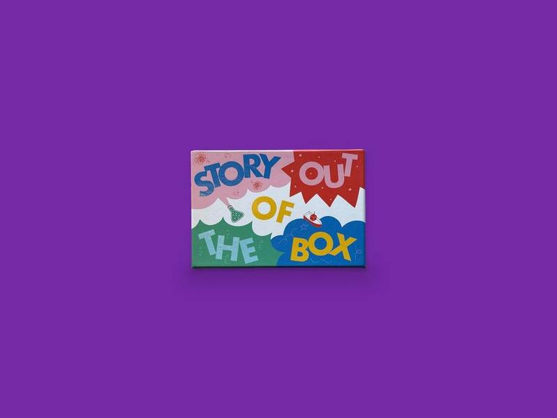 Story Out of the Box photographed on Bruno's purple Applied Games background