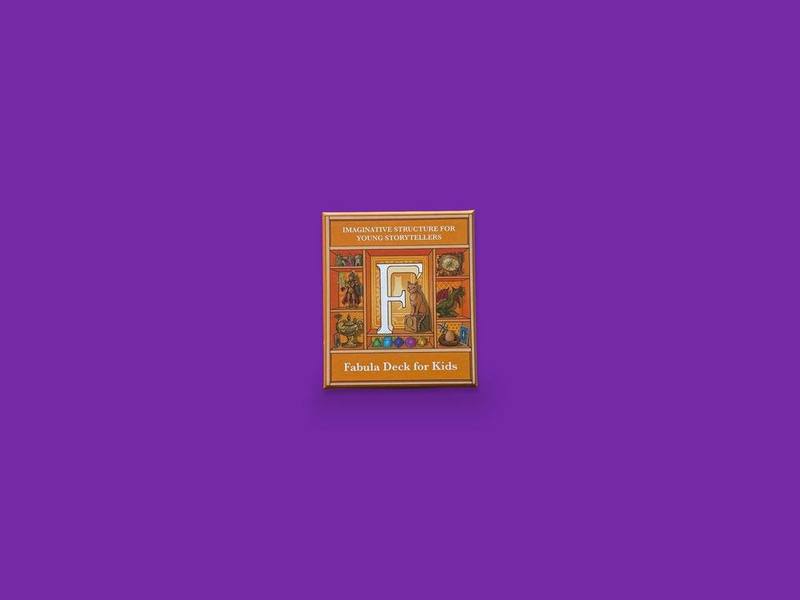 Fabula Deck for Kids photographed on Bruno's purple Applied Games background