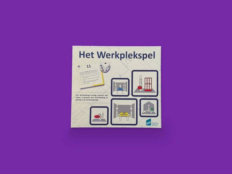Het Werkplekspel photographed on Bruno's purple Applied Games background
