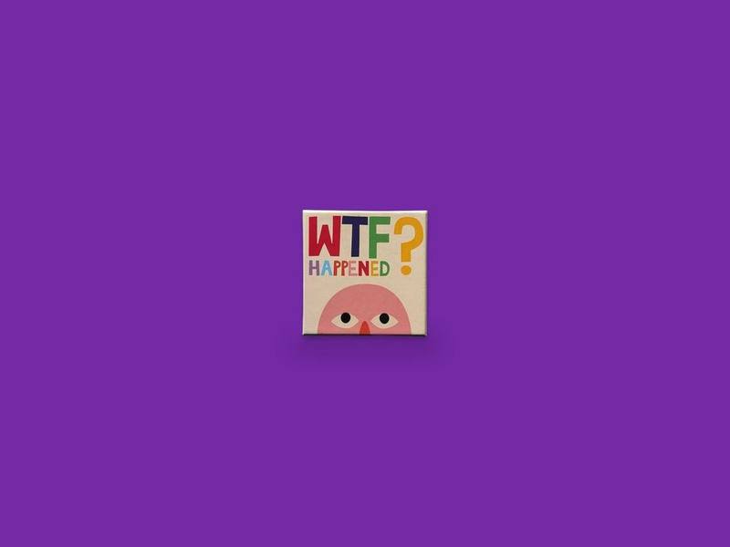 WTF Happened? photographed on Bruno's purple Applied Games background