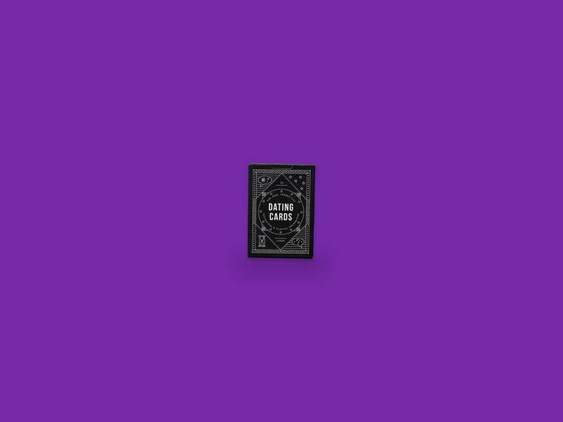 Dating Cards photographed on Bruno's purple Applied Games background