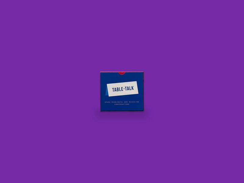 Table Talk photographed on Bruno's purple Applied Games background