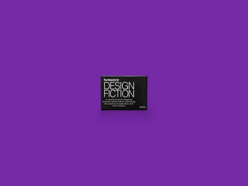 The Work Kit of Design Fiction photographed on Bruno's purple Applied Games background